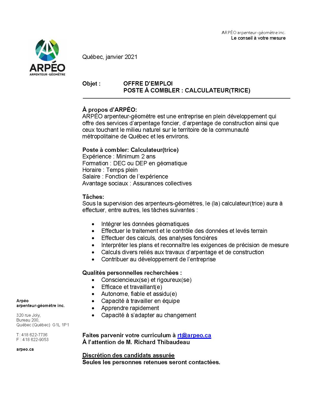 Modele offre emploi calculateur